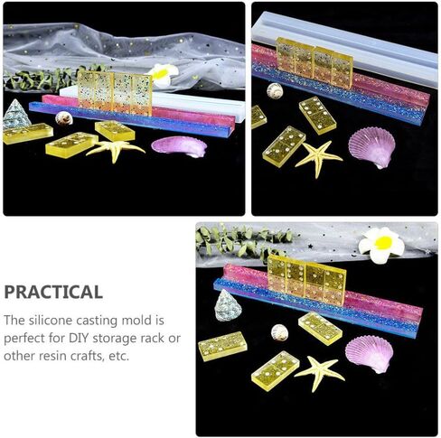 EXCEART Silicone Molds 2Pcs Crystal Epoxy Domino Bracket Silicone Domino Holder Hand Crystal Domino Stand for DIY Domino Storage Tray Resin in Saudi Arabia