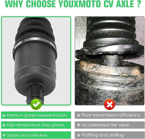 محور Youx Moto CV الأمامي الأيسر الأيمن مناسب لـ Polaris RZR XP 4 1000 2016 2017 2018 2019 2020 2021، لـ RZR RS1/XP Turbo، لـ 1333434، 1333942، 4340 محرك فولاذي كرومولي نصف عمود in Kuwait