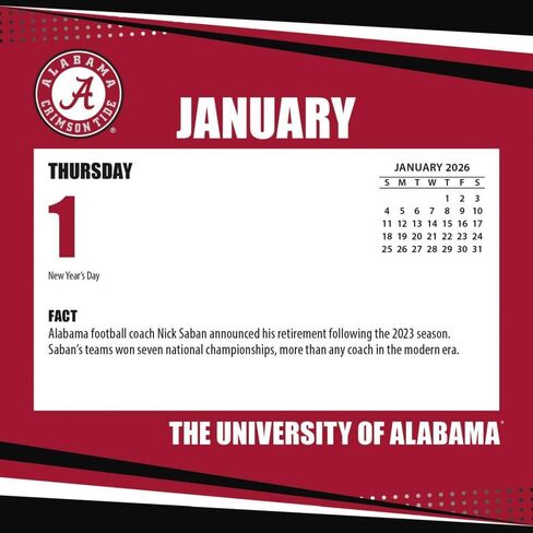 Alabama Crimson Tide 2026 Box Calendar (26998053001) in Kuwait