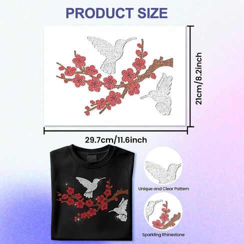 Anattasoul Animal Rhinestone Iron on Transfer Black Panther Bling Diamond Hotfix بقع للملابس ، 11.6 "× 8.2" مكواة كبيرة على زخرفة للترتر لقمصان جينز كيس سترة الأغطية ديكور ديي in Kuwait