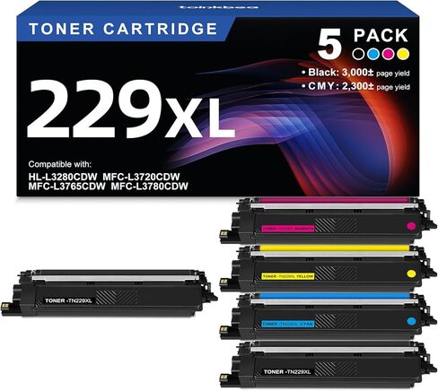 TN229XL 229XL TN229 High Yield Toner Cartridge Compatible Replacement for Brother TN229XL TN229 Works with Brother MFC-L3720CDW MFC-L3765CDW MFC-L3780CDW HL-L3220CDW HL-L3280CDW Printer (5-Pack) in Kuwait