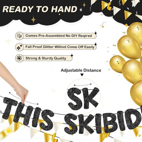 Fulmoon Pre Strung This Skibidi Rizzler Is 13 No Cap Glitter Banner 13th Birthday Party Decorations, Funny Birthday Sign, Party Supplies, Ideas, Gifts(Dark Blue) in Saudi Arabia