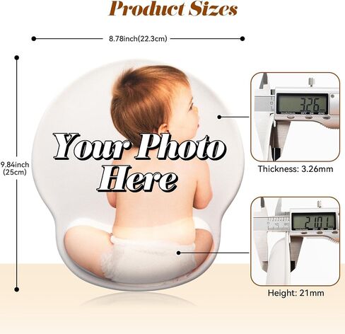 Custom Photo Ergonomic Mouse Pad with Wrist Rest, Large Mousepad(9.84'' x 8.78'') Silicone Base Wrist Rests Support, Personalized Mousepad for Computer Laptop Office, Non-Slip Base, Pain Relief in Saudi Arabia