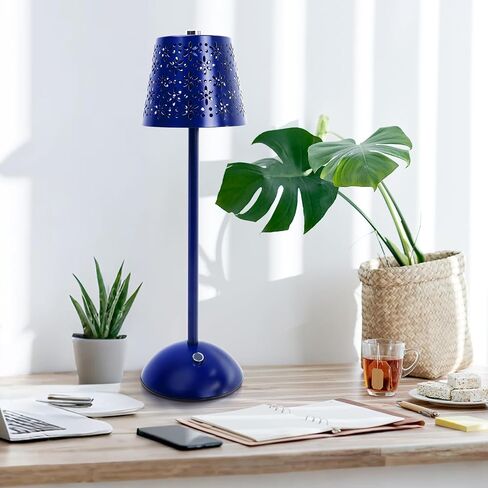 Gold Cordless Table Lamp, Touch Rechargeable Lamps for Nightstand Bedroom, Living Room, Portable Battery Operated Desk LED Lamp, 3 Color Dimmable, Flower Pattern Lampshades, for Patio, Dining in Saudi Arabia