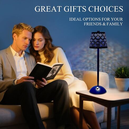 Gold Cordless Table Lamp, Touch Rechargeable Lamps for Nightstand Bedroom, Living Room, Portable Battery Operated Desk LED Lamp, 3 Color Dimmable, Flower Pattern Lampshades, for Patio, Dining in Saudi Arabia