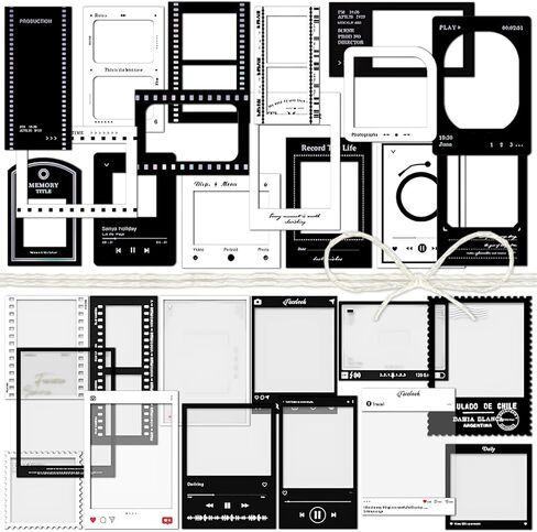 Mayplous 3-Pack Vintage Filmstrip Cutouts - Sticker Paperboard, Poster & Collage Stamps - Black & White - Scrapbooking & Card Making Supplies (Episode) in Kuwait