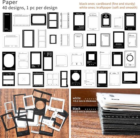 Mayplous 3-Pack Vintage Filmstrip Cutouts - Sticker Paperboard, Poster & Collage Stamps - Black & White - Scrapbooking & Card Making Supplies (Episode) in Kuwait