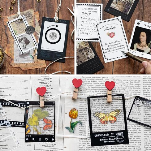 Mayplous 3-Pack Vintage Filmstrip Cutouts - Sticker Paperboard, Poster & Collage Stamps - Black & White - Scrapbooking & Card Making Supplies (Episode) in Kuwait