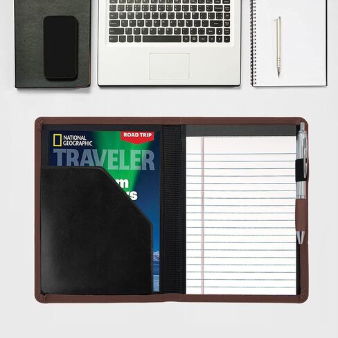 Classic Padfolio/Junior Portfolio Folder Case ، Business A5 Binder Organizer Notepad for Men Women ، 5 × 8 من لوحة الكتابة ، الأسود. in Kuwait