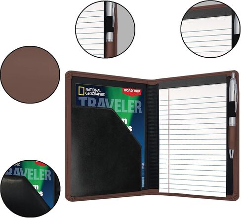 Classic Padfolio/Junior Portfolio Folder Case ، Business A5 Binder Organizer Notepad for Men Women ، 5 × 8 من لوحة الكتابة ، الأسود. in Kuwait