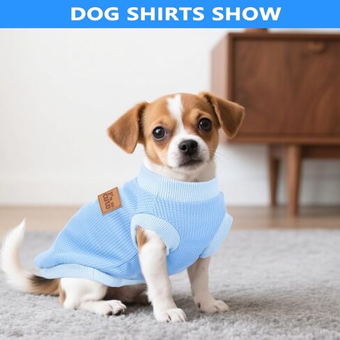 2 Pack Dog Shirt Vest Dog Clothes for Small Dogs Summer Waffle Puppy T-Shirts Soft Sleeveless Pet Clothes Lightweight Medium Large Doggy Outfit Cat Clothing (Blue+Grey, Small) in Kuwait
