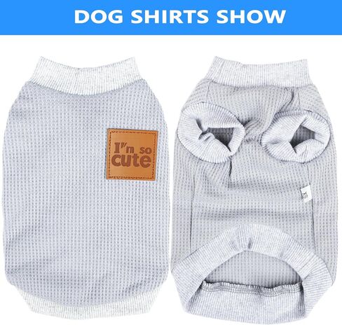 2 Pack Dog Shirt Vest Dog Clothes for Small Dogs Summer Waffle Puppy T-Shirts Soft Sleeveless Pet Clothes Lightweight Medium Large Doggy Outfit Cat Clothing (Blue+Grey, Small) in Kuwait