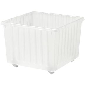 قفص تخزين متداول أبيض مع عجلات - 15 ¼ x15 ¼ صندوق بلاستيكي قابل للتكديس للألعاب أو المكتب أو منظمة الخزانة in Kuwait