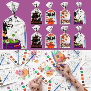 حفلات الحفلات الهالوين للأطفال ، 120 بكسل كتب تلوين المياه و 320pcs الوشم المؤقتة بشكل كبير لحقائب Goodie جوائز الفصول الدراسية خدعة الهالوين أو علاج الحرف اليدوية للأطفال لوازم الحفلات للأطفال in Kuwait