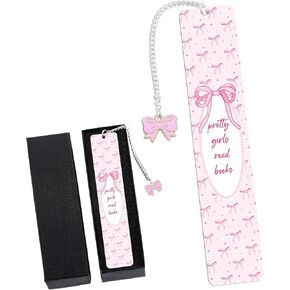 Pink Bow Metal Bookmark Gifts, Cute Metal Bookmark with Charm, Pretty Girls Read Books Gift for Women Girls, Bookish Accessaries for Reading Book Lovers Birthday Christmas School Office Supplies in Saudi Arabia