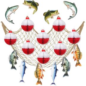 مجموعة زخارف حفلات الصيد تشمل كرات Bobber Honeycomb Cardstock Photo Prop Fish Net Decorations Banner لصيد عيد ميلاد المائدة الحلوى إمدادات in Saudi Arabia