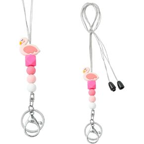 2 Pieces Silicone Bead Lanyard ID Lanyard and Keychain Silicone Lanyard for Teacher Doctor Nurse Employees Women in Kuwait