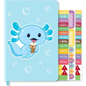 تحكم Xqumoi Axolotl Hardcover دفتر المجلات مع ملصقات المخطط ، A5 Hardbound Journal Notebook Notebook Promitive Gift مرة أخرى إلى مستلزمات المكاتب المدرسية مذكرات Notepad 8.3 "× 5.5" (Blue) in Kuwait