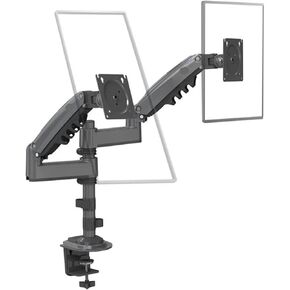 H180 مراقبة مزدوجة سطح المكتب حامل الذراع غاز الربيع الكامل 17 "-27" LCD تلفزيون جبل المشبك مزدوج الذراع مزدوجة clamp 2-9 كجم لكل منهما (أبيض) in Saudi Arabia