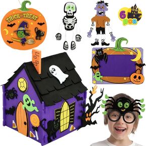 JOYIN Halloween Foam Craft Kit, Party Favors for Kids, Art Crafts with 3D Haunted House, Photo Frame, 2 Halloween Characters Decor, Glasses, Trick or Treat Door Sign Hanger, School Activities Games in Kuwait