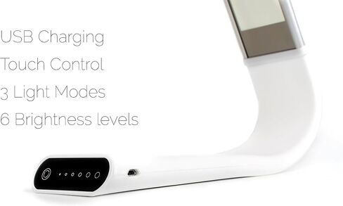 Luxe Cordless Eye Friendly LED Desk Lamp, USB Rechargeable, Up to 40 Hours of Continuous Light, Touch Control, 6 Brightness Levels, 3 Light Modes, 360 Adjustable Modern Design, Portable (Space Gray) in Saudi Arabia