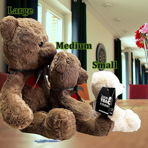Premium Plush Teddy Bear with Checkered Bow Tie & Heart Charm Ultra-Soft Stuffed Animal Toys for Valentine's, Girlfriend, Boyfriend in Saudi Arabia