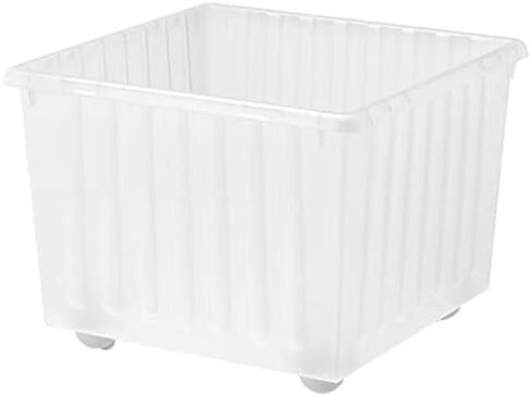 قفص تخزين متداول أبيض مع عجلات - 15 ¼ x15 ¼ صندوق بلاستيكي قابل للتكديس للألعاب أو المكتب أو منظمة الخزانة in Kuwait