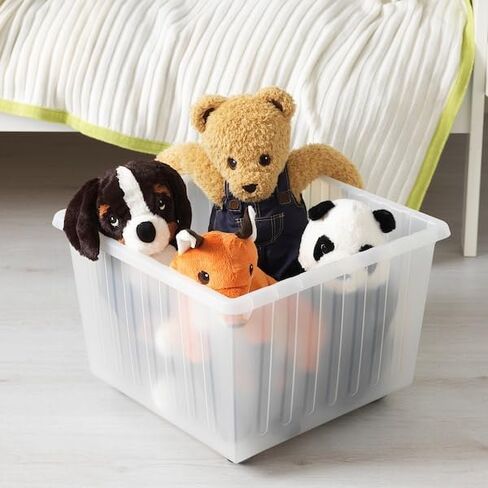 قفص تخزين متداول أبيض مع عجلات - 15 ¼ x15 ¼ صندوق بلاستيكي قابل للتكديس للألعاب أو المكتب أو منظمة الخزانة in Kuwait