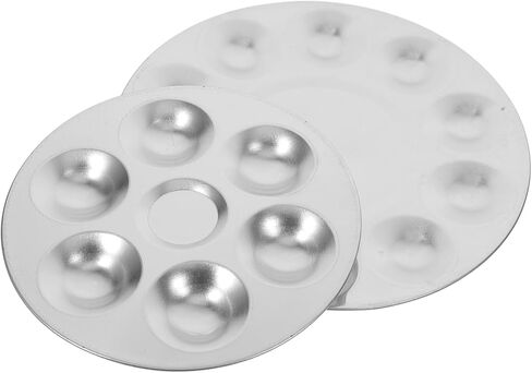 2pcs Aluminum Paint Palette for Watercolor and Oil Round Mixing Tray and Lightweight and Versatile Art Supplies for Artists and DIY Projects in Saudi Arabia