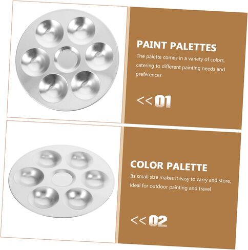 2pcs Aluminum Paint Palette for Watercolor and Oil Round Mixing Tray and Lightweight and Versatile Art Supplies for Artists and DIY Projects in Saudi Arabia