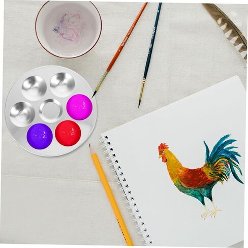 2pcs Aluminum Paint Palette for Watercolor and Oil Round Mixing Tray and Lightweight and Versatile Art Supplies for Artists and DIY Projects in Saudi Arabia