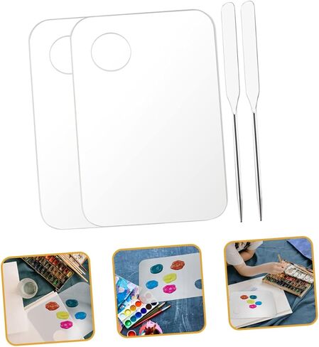 4-Piece Makeup Mixing Palette Set Foundation Spatula and Mixing Plates for DIY Cosmetics for Makeup Enthusiasts in Kuwait