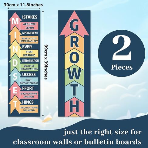 Qyeahkj Boho Growth Mindset Classroom Decorations Growth Mindset Banner Posters Motivational Bulletin Board Decor for Back to School Wall Door Decors Preschool Elementary Middle High School Supplies in Saudi Arabia