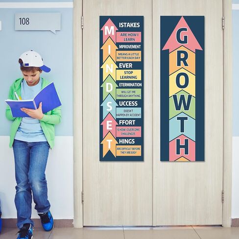 Qyeahkj Boho Growth Mindset Classroom Decorations Growth Mindset Banner Posters Motivational Bulletin Board Decor for Back to School Wall Door Decors Preschool Elementary Middle High School Supplies in Saudi Arabia