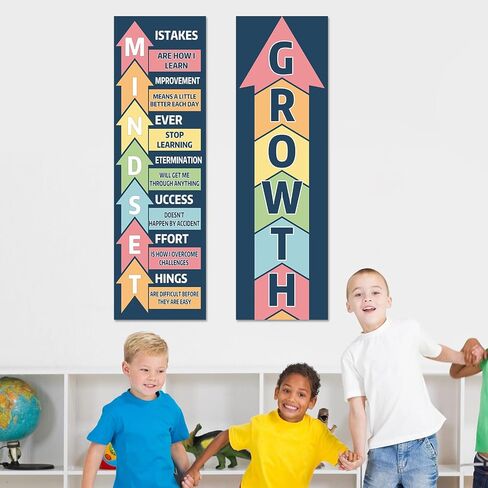 Qyeahkj Boho Growth Mindset Classroom Decorations Growth Mindset Banner Posters Motivational Bulletin Board Decor for Back to School Wall Door Decors Preschool Elementary Middle High School Supplies in Saudi Arabia