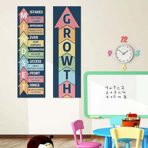 Qyeahkj Boho Growth Mindset Classroom Decorations Growth Mindset Banner Posters Motivational Bulletin Board Decor for Back to School Wall Door Decors Preschool Elementary Middle High School Supplies in Saudi Arabia