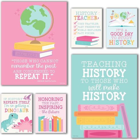 Hadley Designs 6 Social Studies Classroom Decorations – US History Posters for Elementary, Middle School and High School, Durable World History Wall Art for Teachers - Pastel Classroom Decor in Saudi Arabia