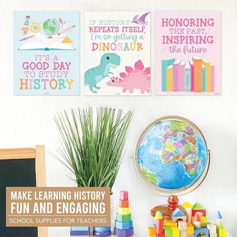 Hadley Designs 6 Social Studies Classroom Decorations – US History Posters for Elementary, Middle School and High School, Durable World History Wall Art for Teachers - Pastel Classroom Decor in Saudi Arabia