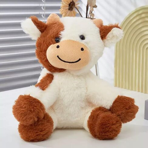 Cow Stuffed Animal Cute Cow Plush Doll Toy 9 inch for Girls Boys Christmas (zuoniu Brown) in Kuwait