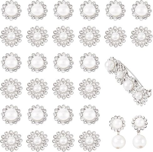 200 Pcs Rhinestones for Bedazzling,Flower Alloy Glass Sew On Rhinestone,Crystals for Crafts,Flower Flatback Rhinestones with Plastic Pearl for Clothes Hats Bags Sewing Accessories,Silvery in Saudi Arabia