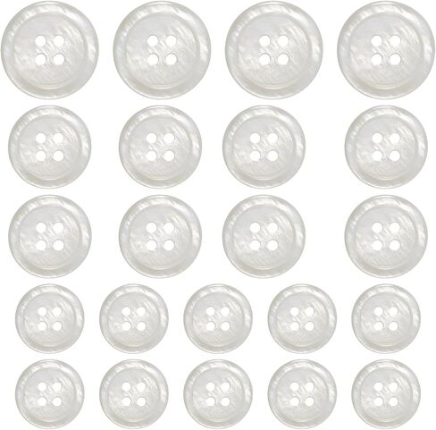 22pcs أزرار أم اللؤلؤ الزر بيضاء القشرة الطبيعية ذات الحرف اليدوية DIY بدلات السترة السترة (3 أحجام: 0.6 بوصة ، 0.7 بوصة ، 0.8 بوصة) in Saudi Arabia