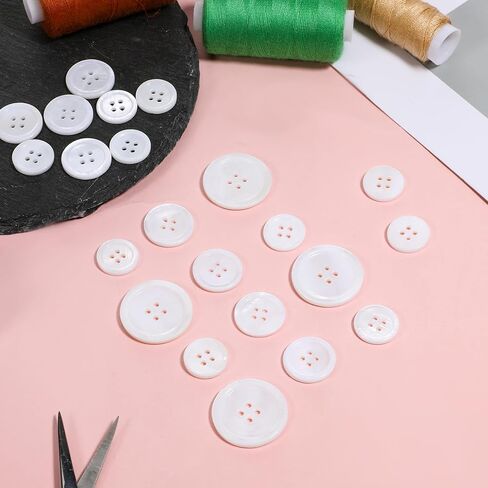22pcs أزرار أم اللؤلؤ الزر بيضاء القشرة الطبيعية ذات الحرف اليدوية DIY بدلات السترة السترة (3 أحجام: 0.6 بوصة ، 0.7 بوصة ، 0.8 بوصة) in Saudi Arabia