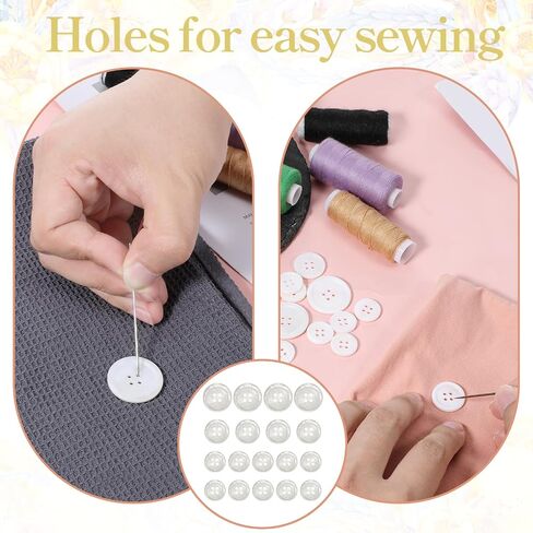 22pcs أزرار أم اللؤلؤ الزر بيضاء القشرة الطبيعية ذات الحرف اليدوية DIY بدلات السترة السترة (3 أحجام: 0.6 بوصة ، 0.7 بوصة ، 0.8 بوصة) in Saudi Arabia
