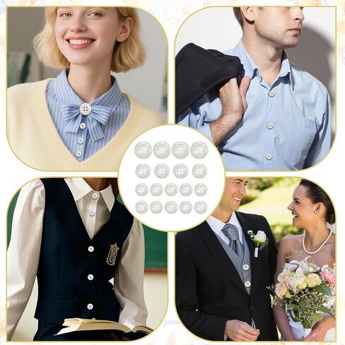 22pcs أزرار أم اللؤلؤ الزر بيضاء القشرة الطبيعية ذات الحرف اليدوية DIY بدلات السترة السترة (3 أحجام: 0.6 بوصة ، 0.7 بوصة ، 0.8 بوصة) in Saudi Arabia