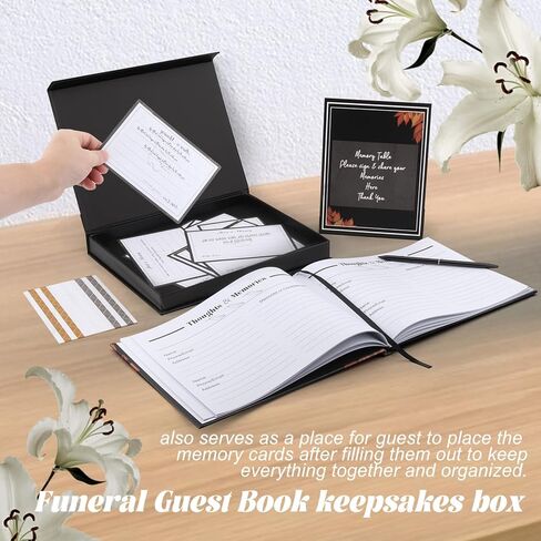 دفتر ضيوف جنازة ، دفتر الضيوف للخدمة التذكارية ، دفتر ضيوف جنازة للخدمة التذكارية ، يشمل: دفتر زوار ، 50 بطاقة ذاكرة ، قلم الكرة العصيان ، علامة ، مربع ، احتفال بمجموعة دفتر الضيوف من 6 in Kuwait