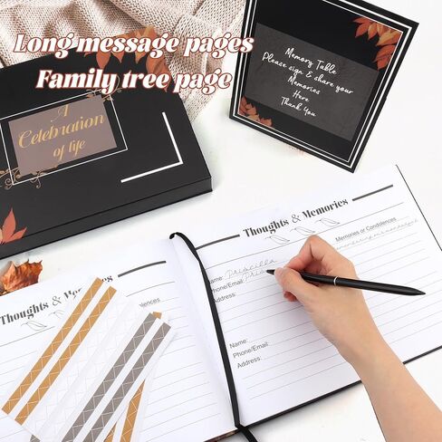 دفتر ضيوف جنازة ، دفتر الضيوف للخدمة التذكارية ، دفتر ضيوف جنازة للخدمة التذكارية ، يشمل: دفتر زوار ، 50 بطاقة ذاكرة ، قلم الكرة العصيان ، علامة ، مربع ، احتفال بمجموعة دفتر الضيوف من 6 in Kuwait