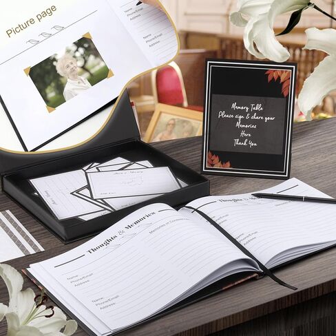 دفتر ضيوف جنازة ، دفتر الضيوف للخدمة التذكارية ، دفتر ضيوف جنازة للخدمة التذكارية ، يشمل: دفتر زوار ، 50 بطاقة ذاكرة ، قلم الكرة العصيان ، علامة ، مربع ، احتفال بمجموعة دفتر الضيوف من 6 in Kuwait