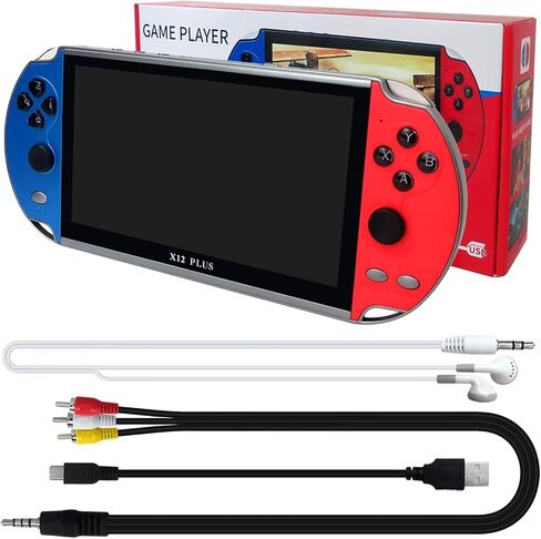 Built in 10000+ X12 Plus Gamepad 7" 16GB Portable Handheld Video Game Console Player (Classic Blue and Red) in Saudi Arabia