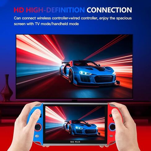 Built in 10000+ X12 Plus Gamepad 7" 16GB Portable Handheld Video Game Console Player (Classic Blue and Red) in Saudi Arabia