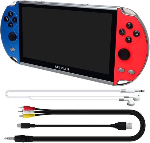 Built in 10000+ X12 Plus Gamepad 7" 16GB Portable Handheld Video Game Console Player (Classic Blue and Red) in Saudi Arabia